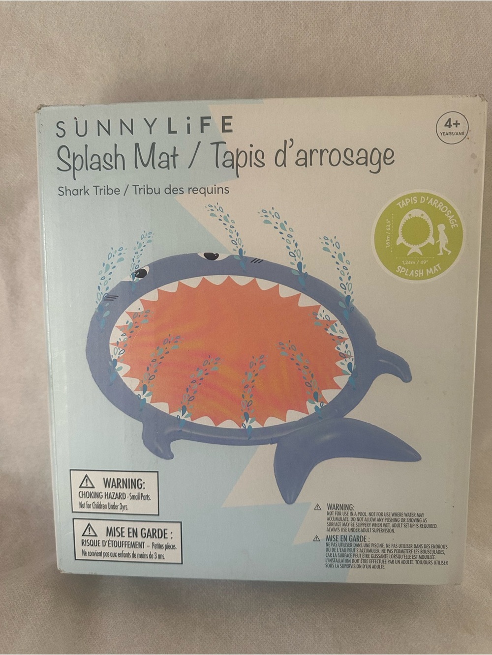 Sunnylife Shark Tribe Splash Mat - Blue & Orange Shark Design outdoor toys